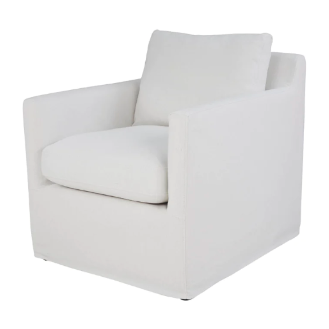 Heston Club Chair in White Linen