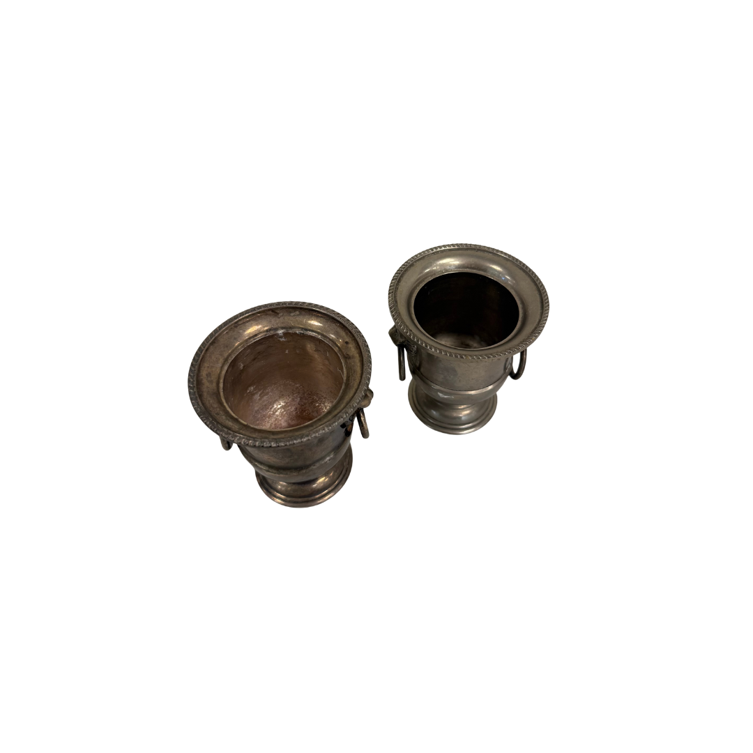 Found Silverplate Mini Lion Head Urn