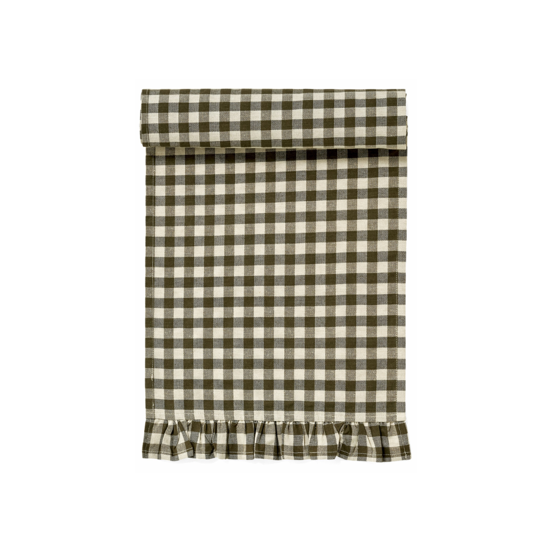 Olive Gingham Table Runner