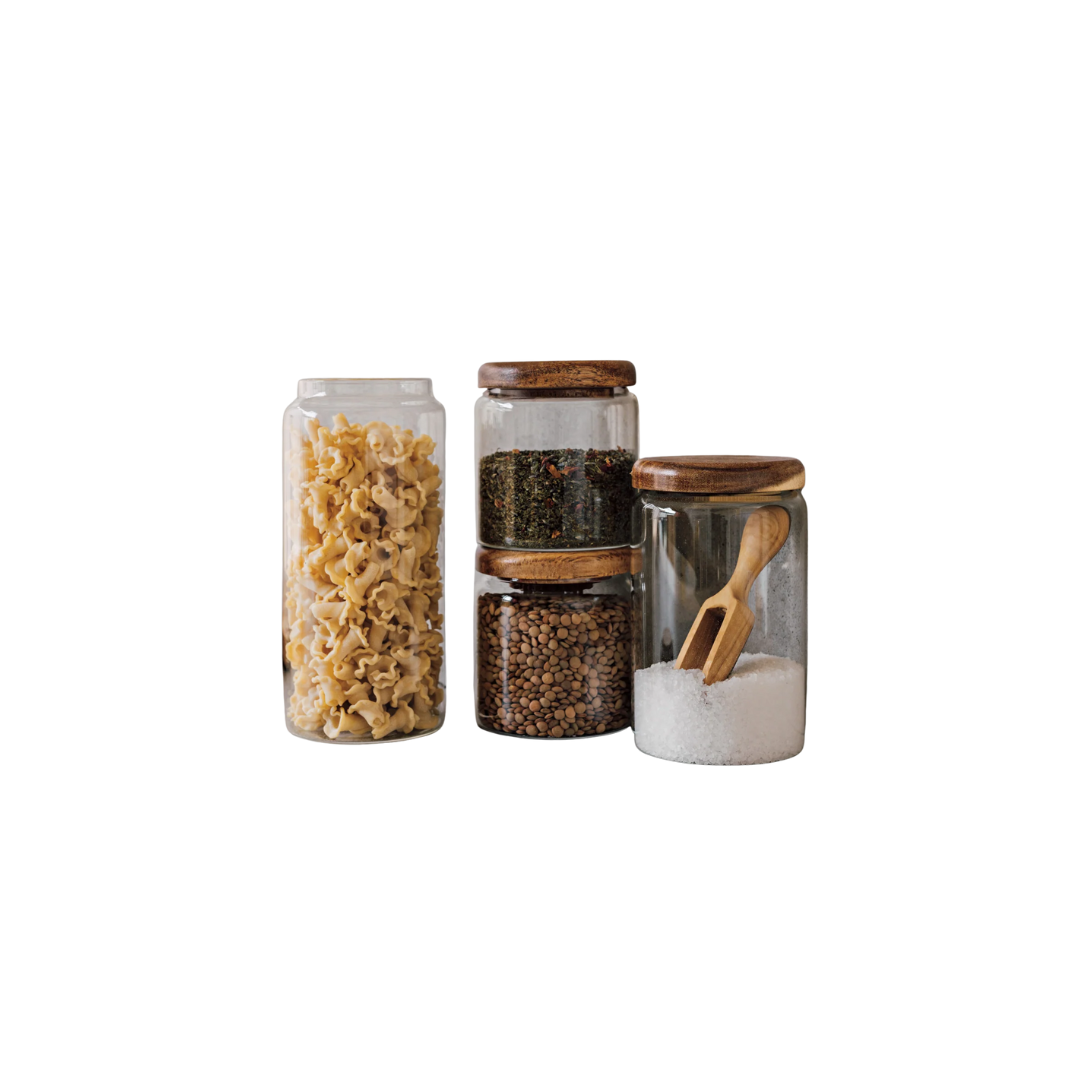 Glass Jar With Acacia Wood Lid