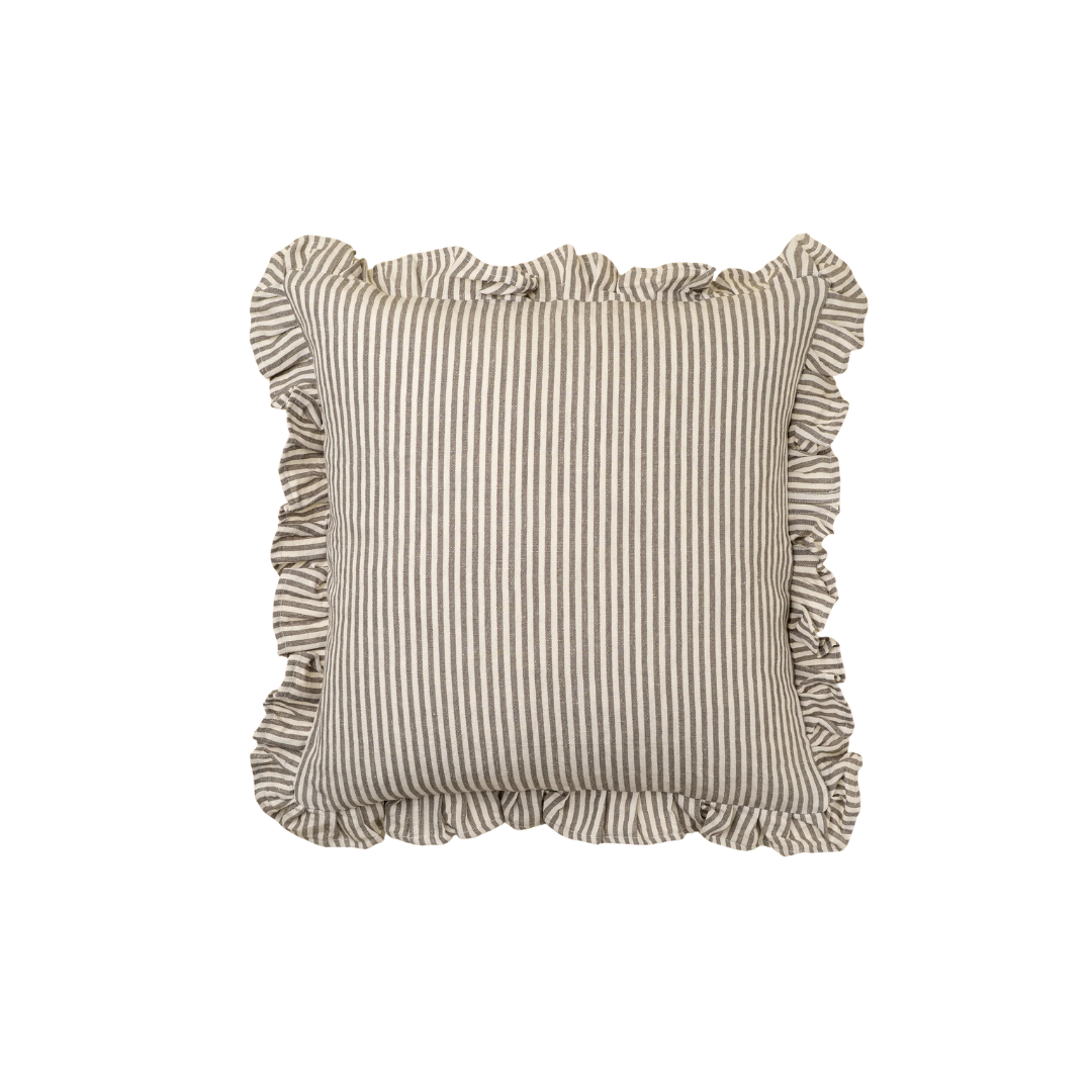 Ruffle Thin Stripe Pillow - Grey