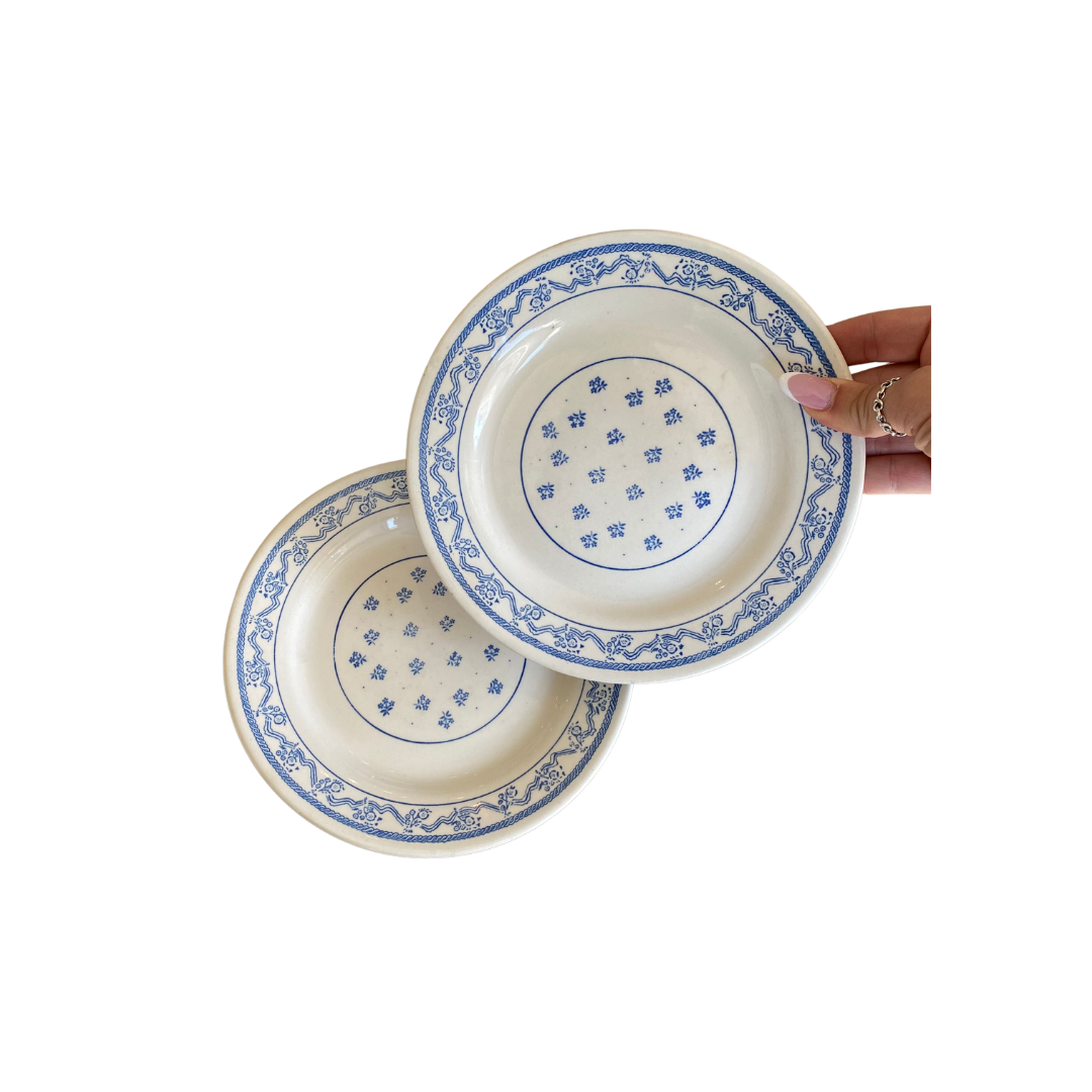 Found Oxford Blue Plates - Set of 2