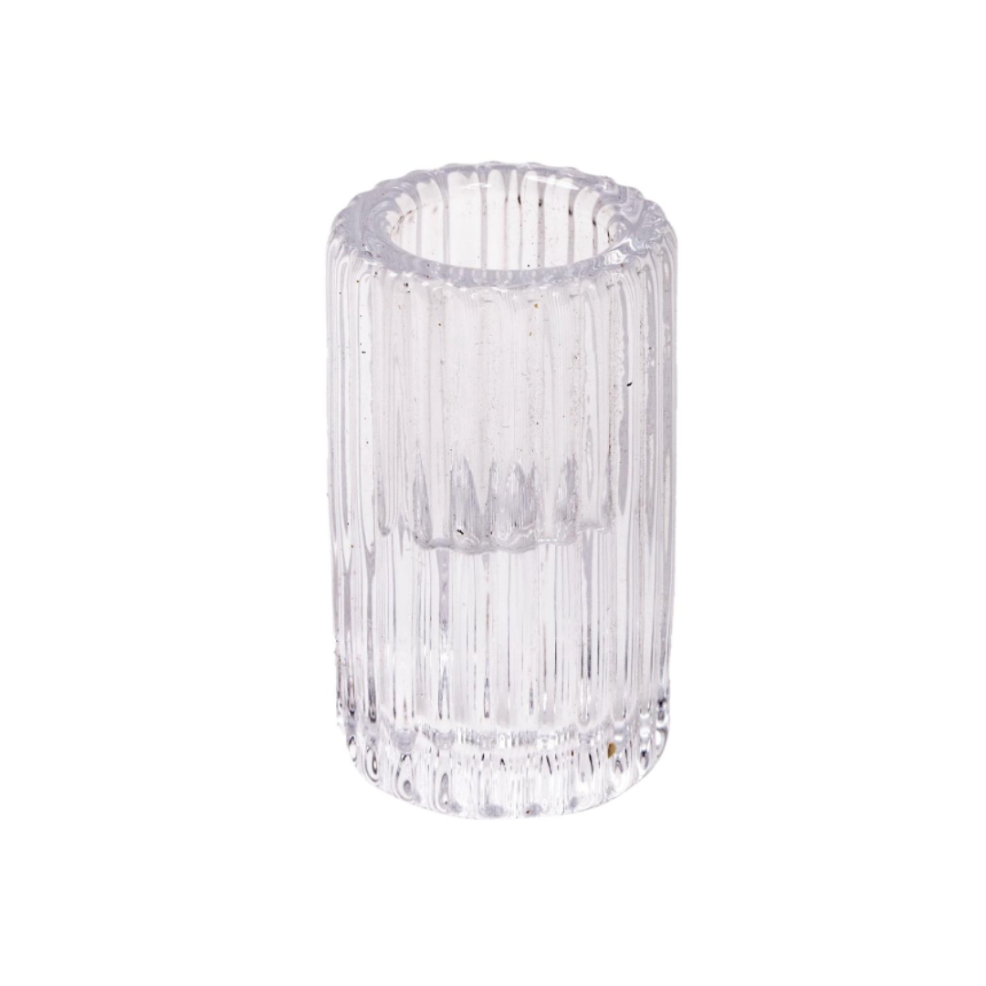 Ribbed Glass Taper Candle Holder