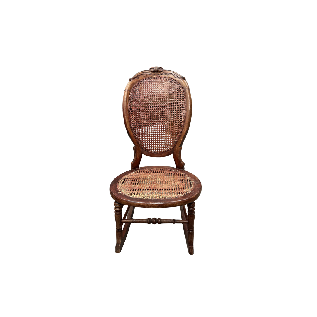 Found Maroon Cane Rocking Chair