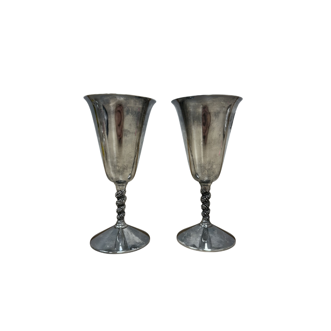 Found Primrose Plate E.P Brass Wine Goblets