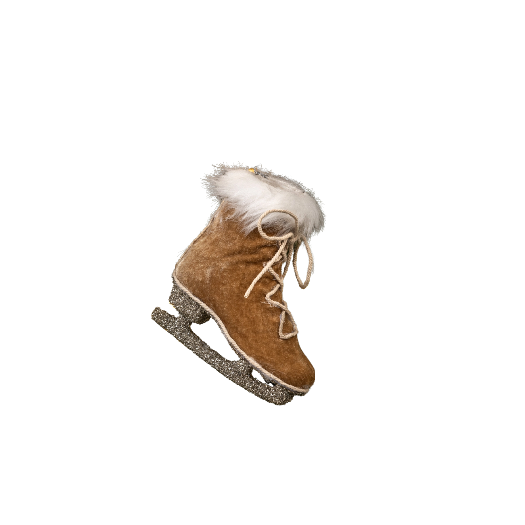 Fawn Velvet Ice Skate Ornament