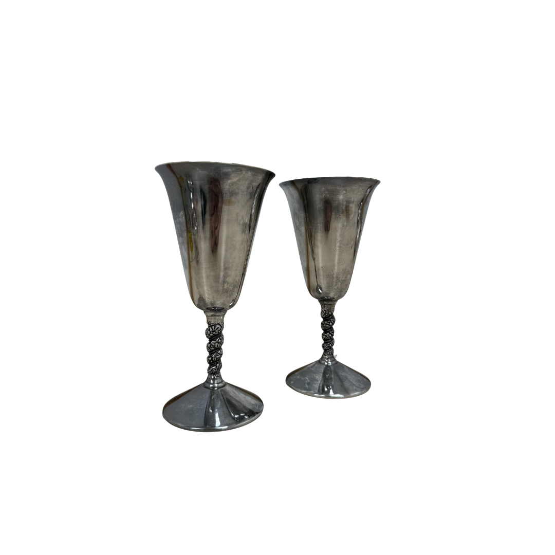 Found Primrose Plate E.P Brass Wine Goblets