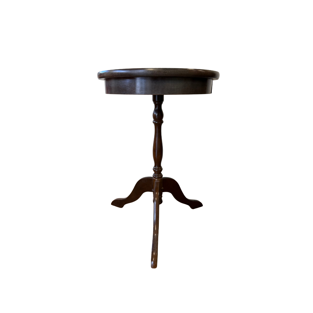 Found Round Pedestal Wood Side Table