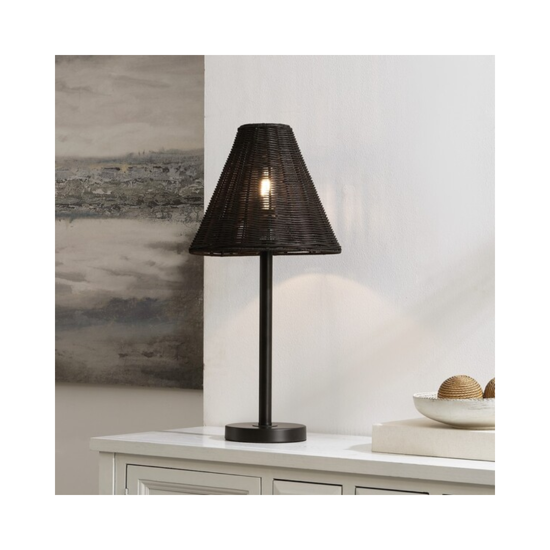 Ricki Black Rattan Table Lamp