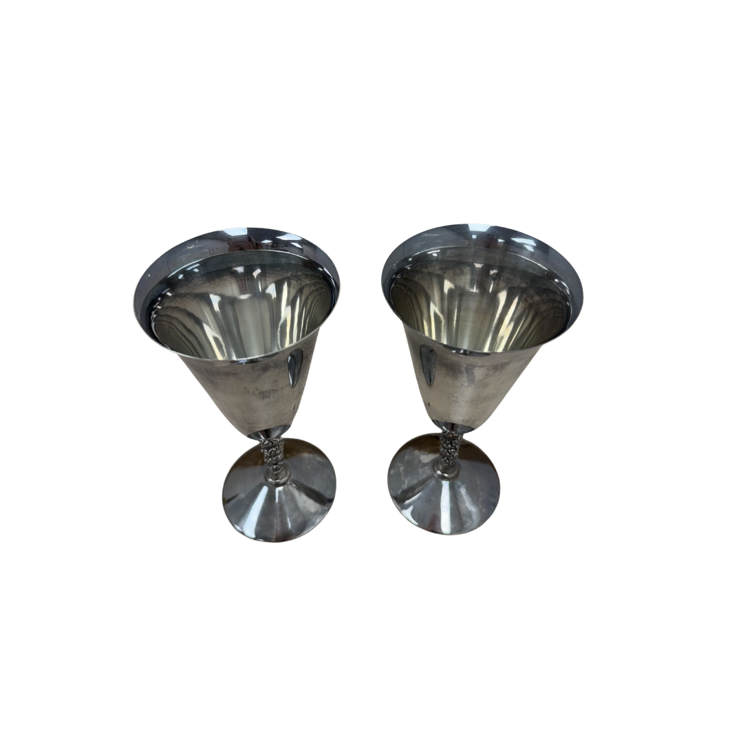 Found Primrose Plate E.P Brass Wine Goblets