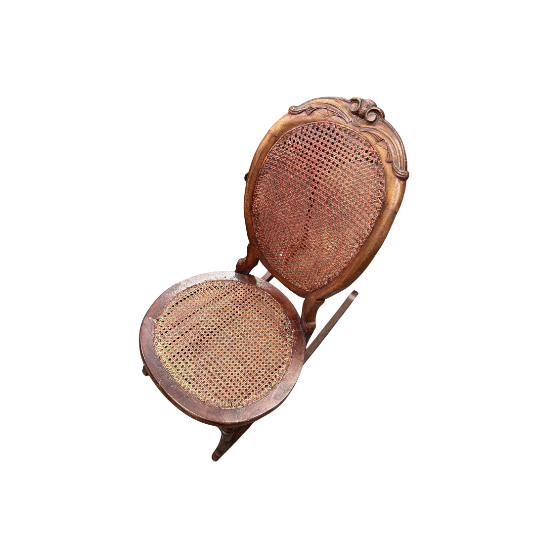 Found Maroon Cane Rocking Chair