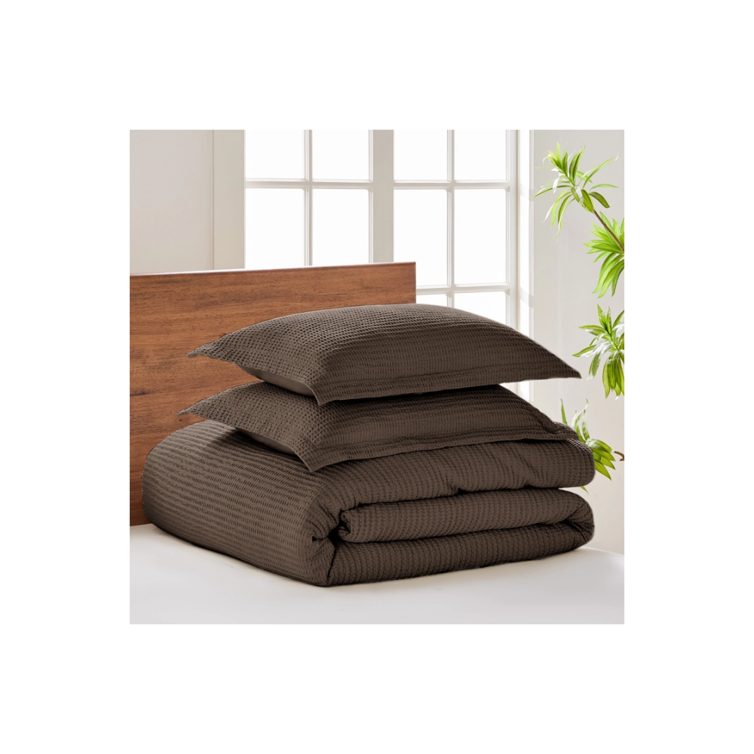 Cloud Waffle Cocoa Duvet Set