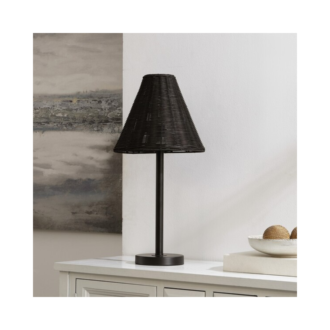 Ricki Black Rattan Table Lamp