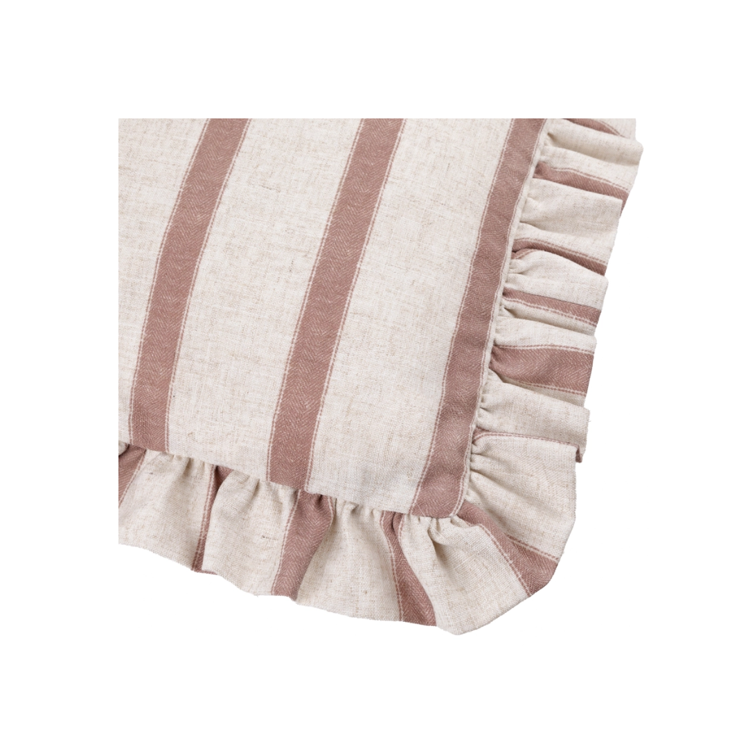 Connie Striped Ruffle Cushion Clay Pink