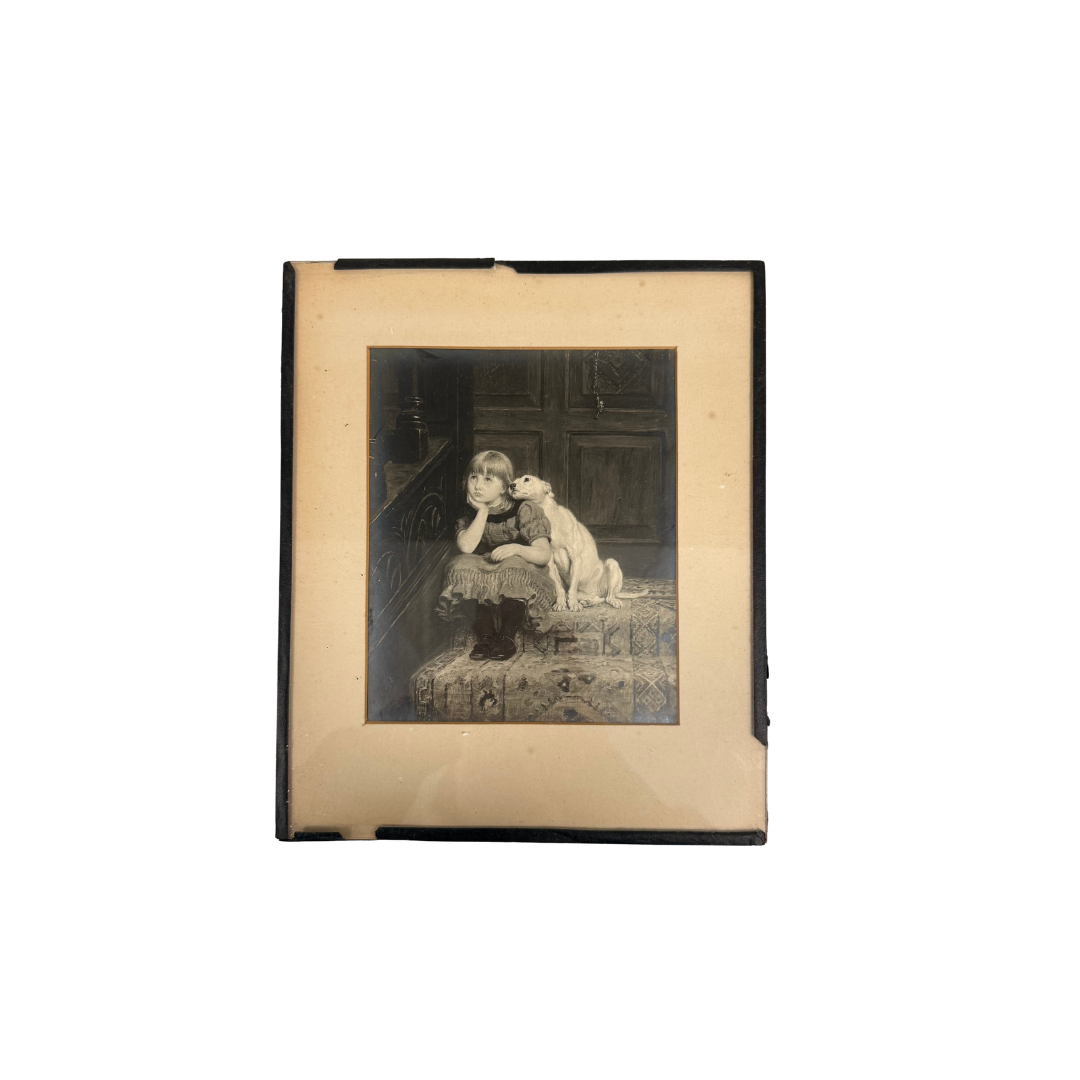 Found Victorian Child &amp; Dog Framed Print