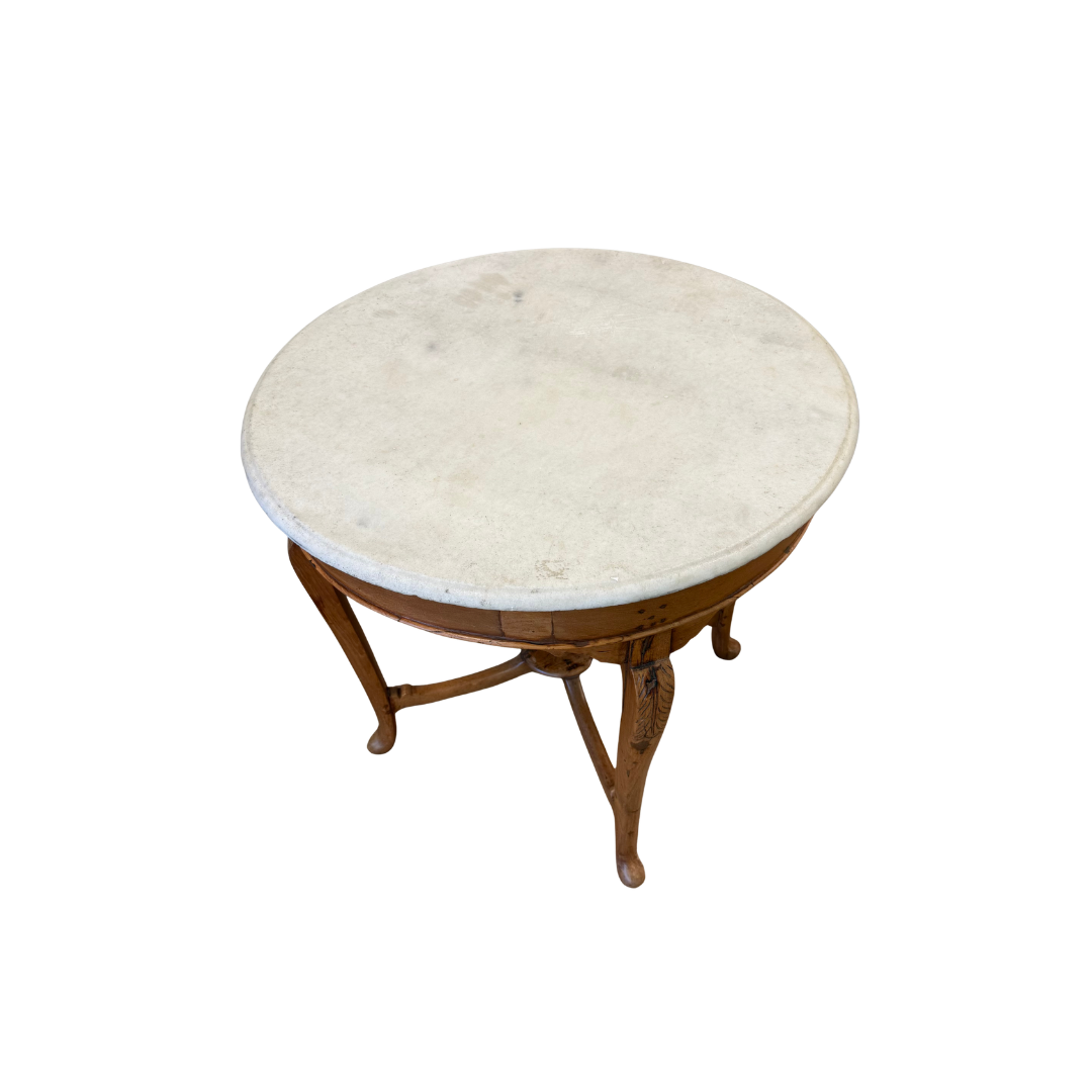 Found Large Round Marble Side Table