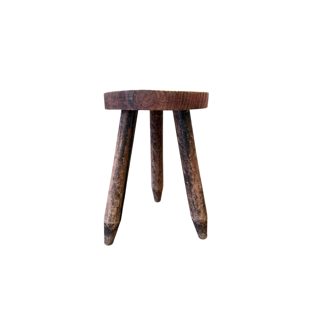 Found Rustic Wooden Three Legged Stool