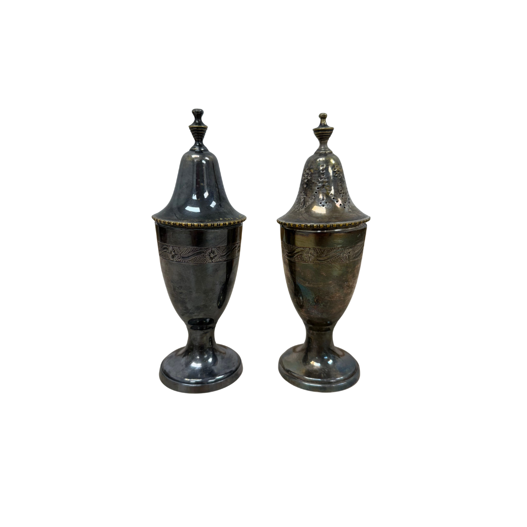 Found Silver Floral Salt & Pepper Set