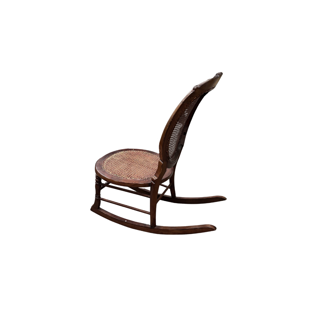 Found Maroon Cane Rocking Chair