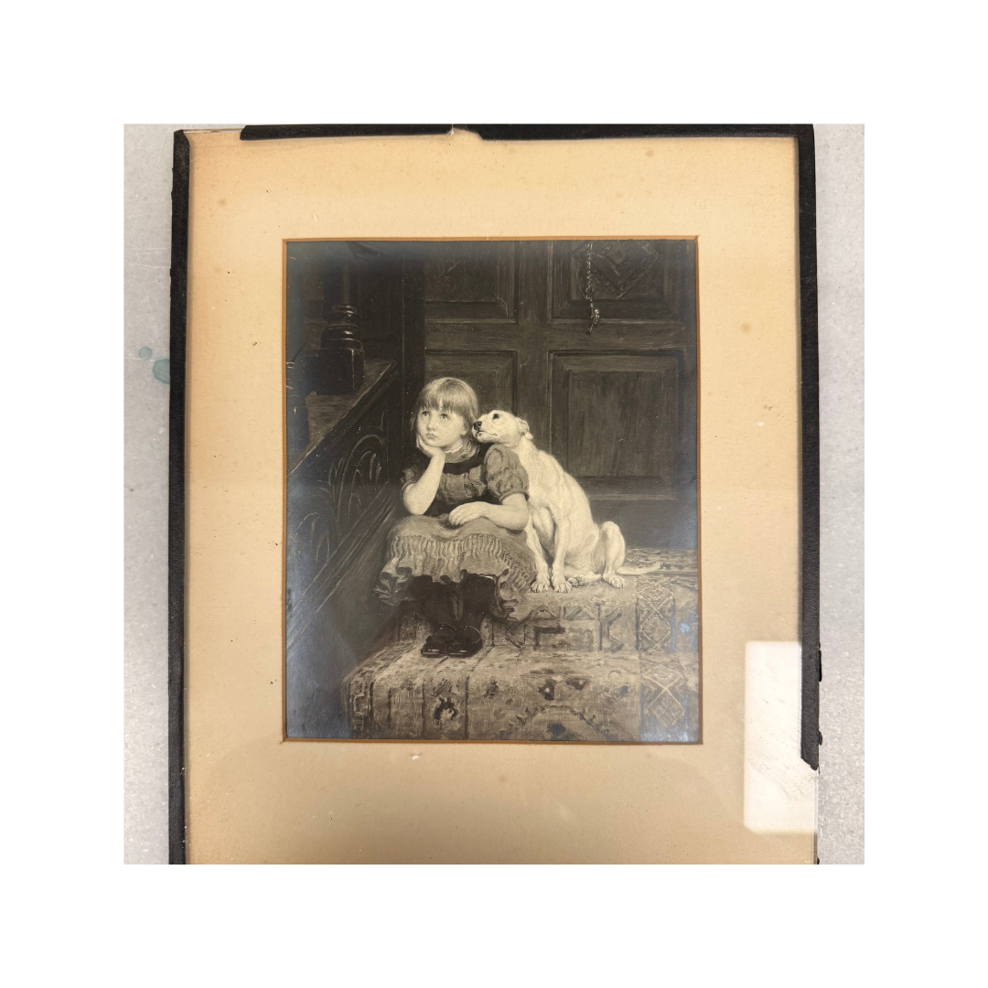 Found Victorian Child &amp; Dog Framed Print