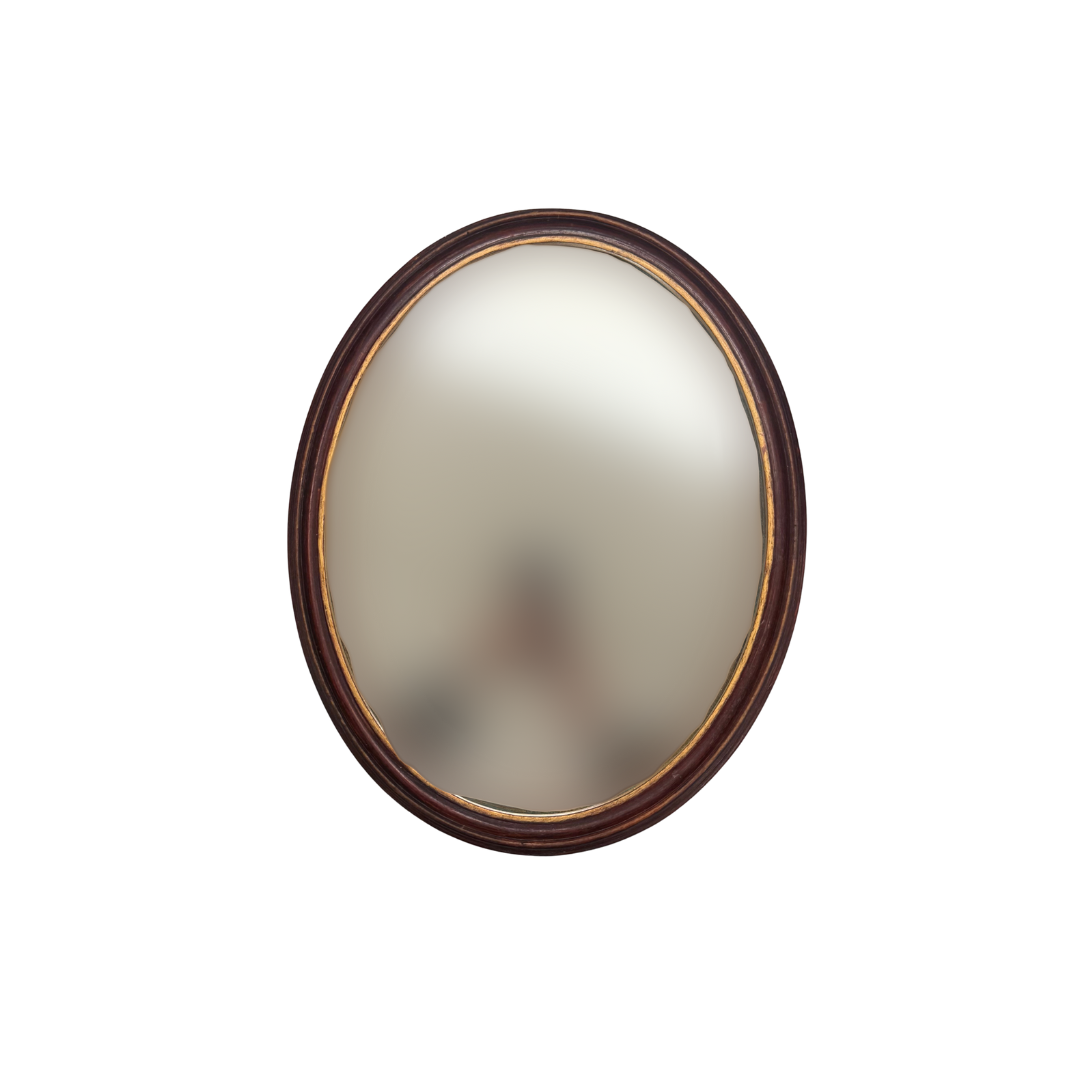 Found Oval Red Wood Mirror