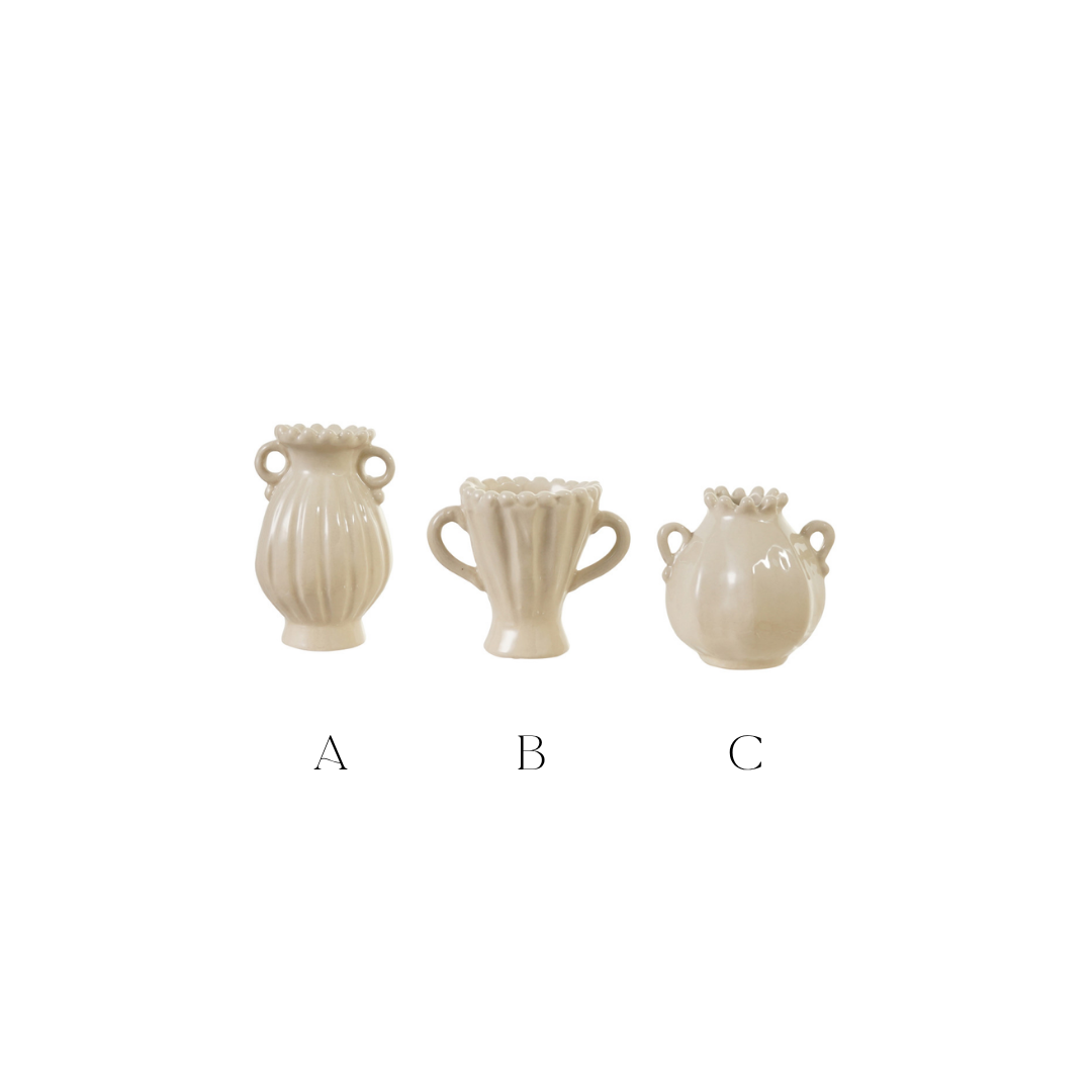 Cream Handle Vases