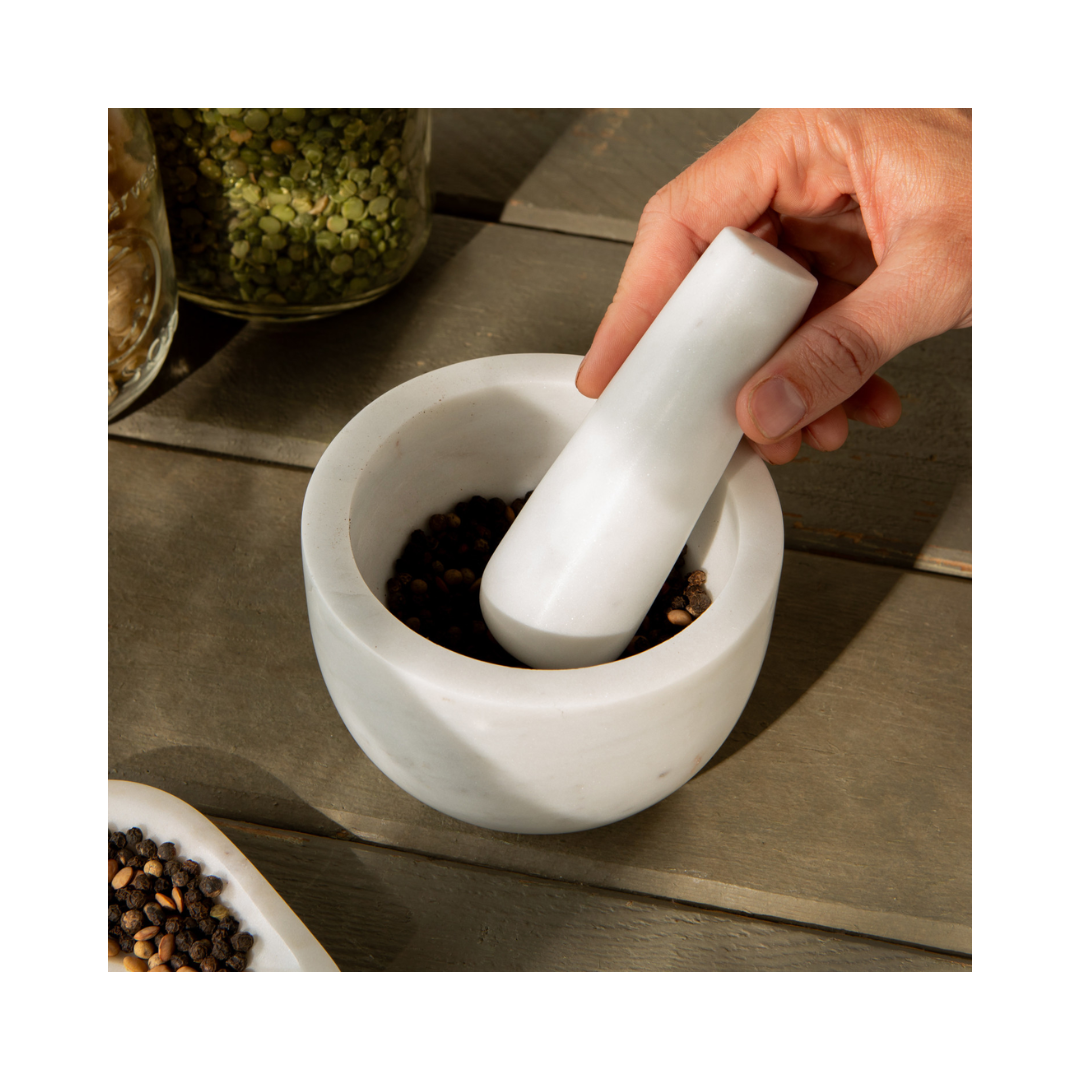 White Marble Mortar and Pestle