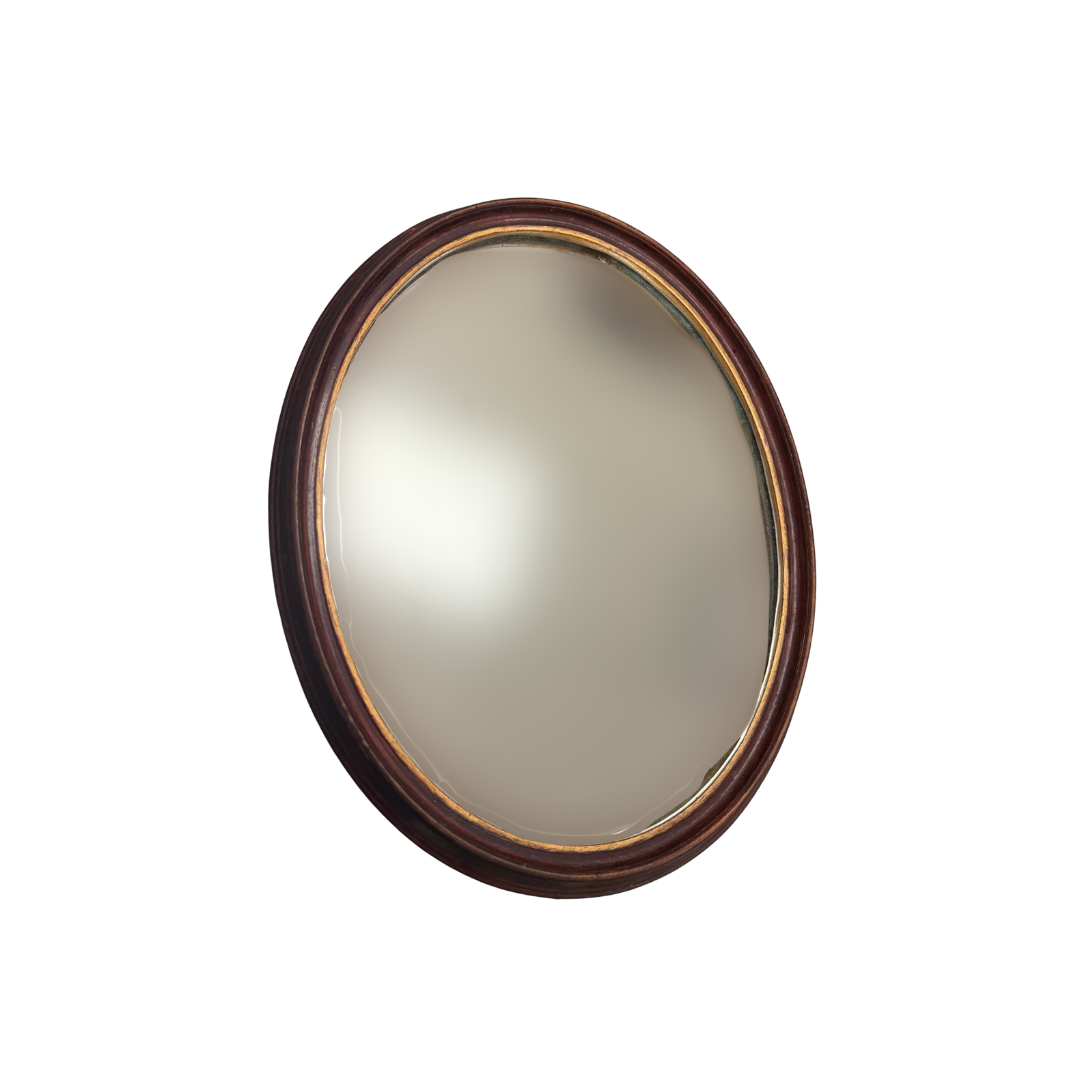 Found Oval Red Wood Mirror