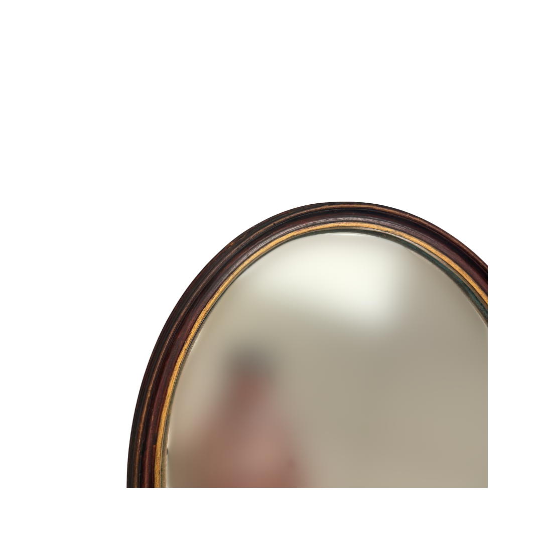 Found Oval Red Wood Mirror