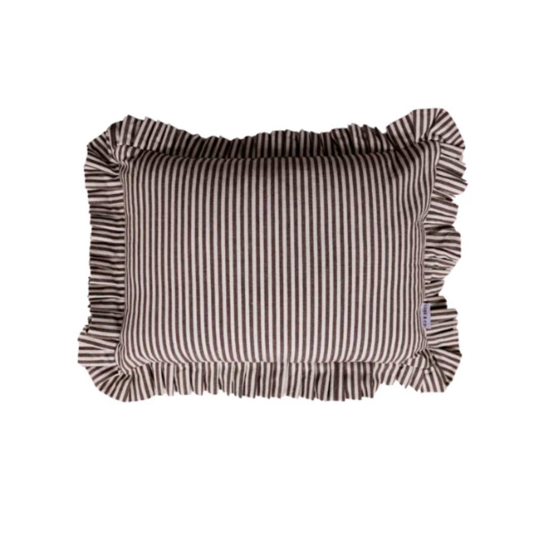 Striped Ruffle Lumbar Pillow Cover