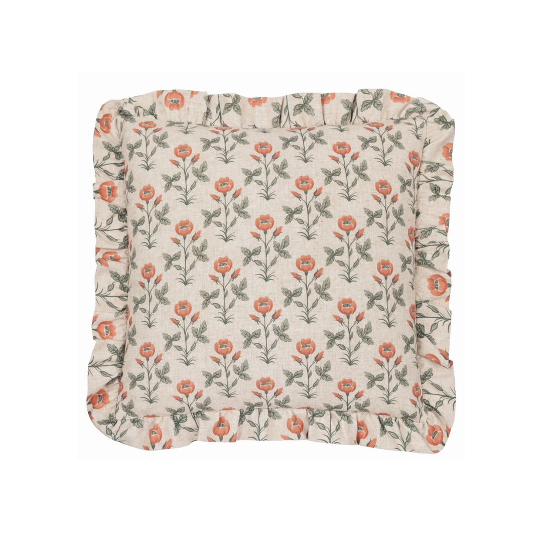 Renee Printed Ruffle Cushion