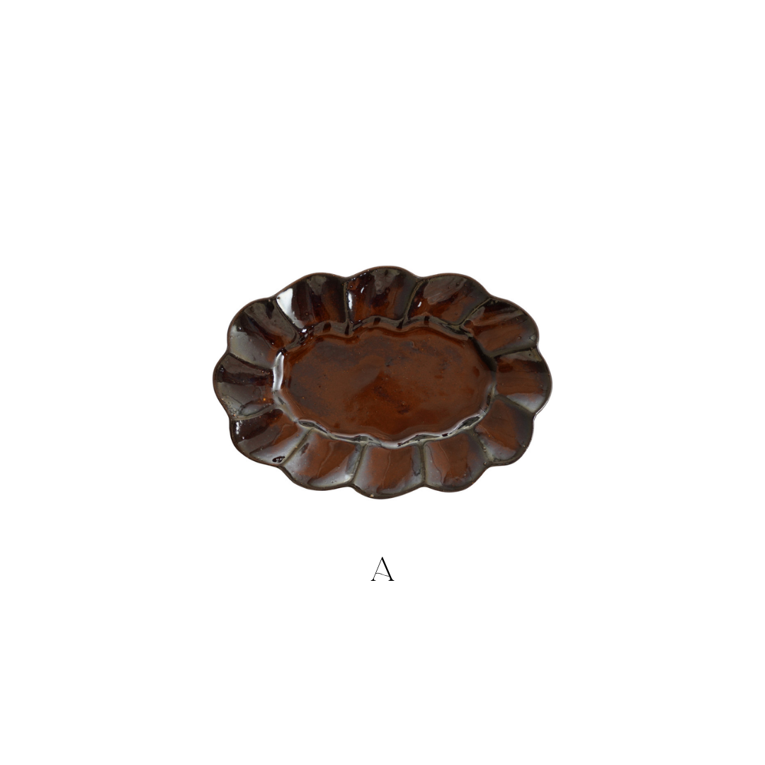 Brown Scalloped Plates