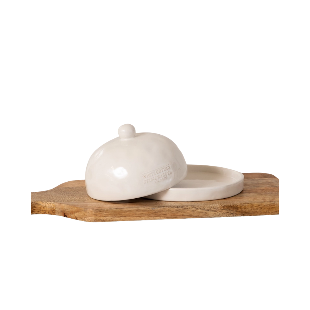 White Cottage Mini Butter Dish