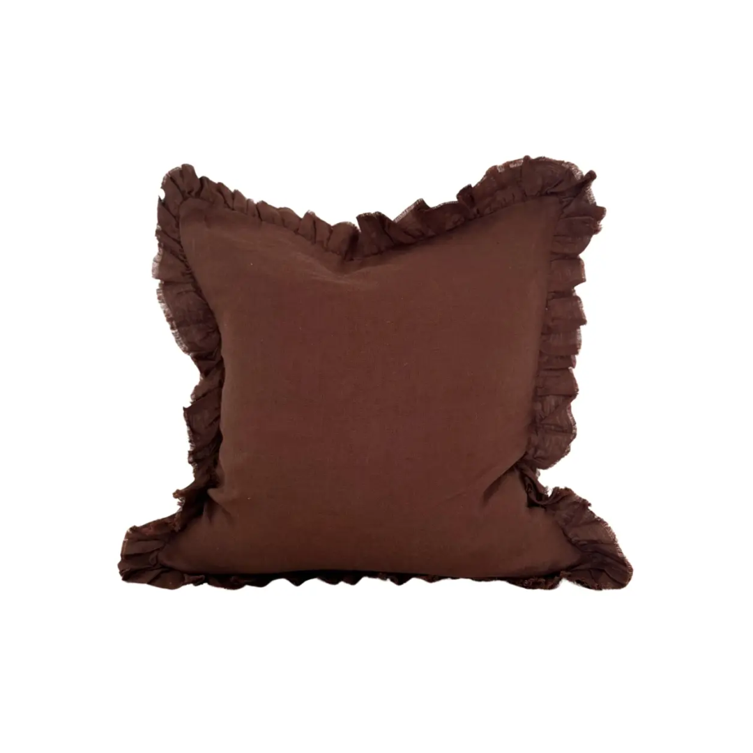 Hallie Brown Terracotta Ruffled Pillow