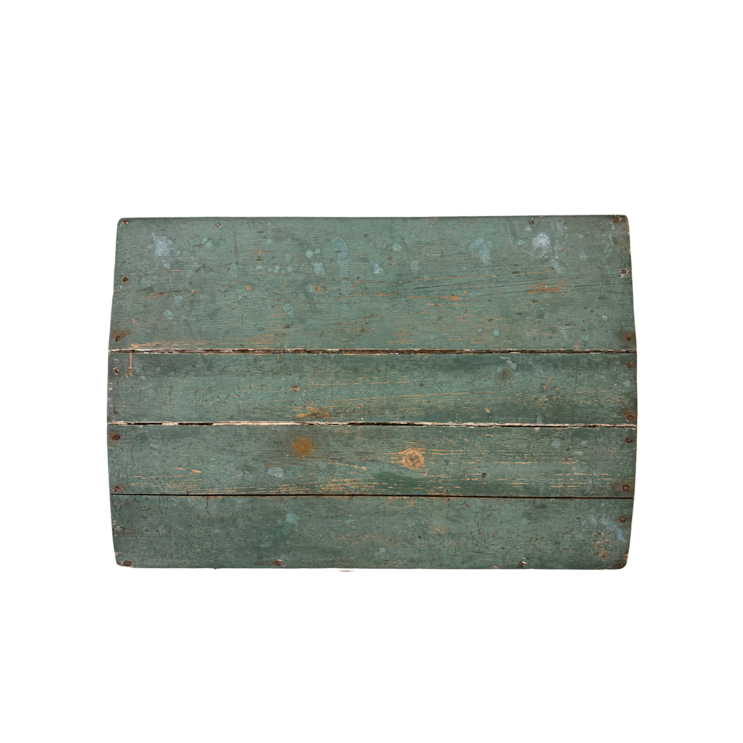 Found Green Painted Wooden Trunk