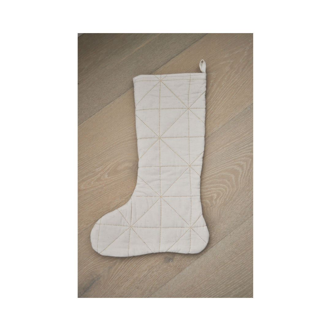 Quilted Stocking; Gold Thread