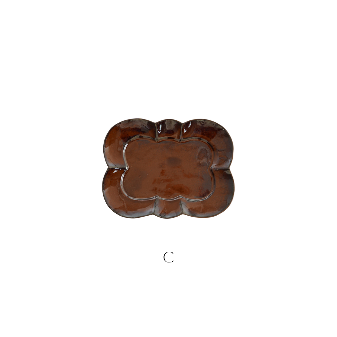 Brown Scalloped Plates