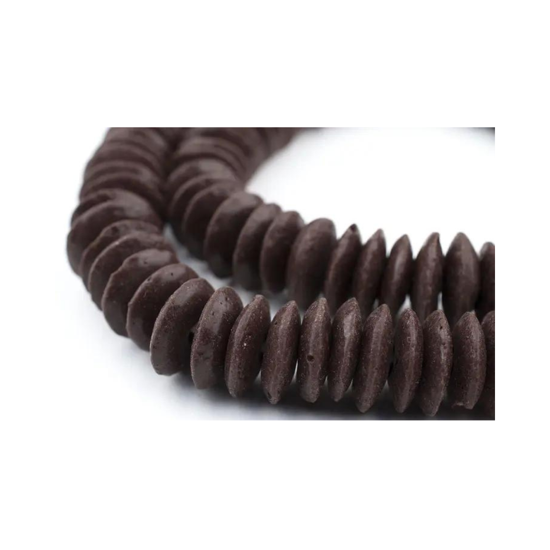 Brown Ashanti Glass Saucer Beads