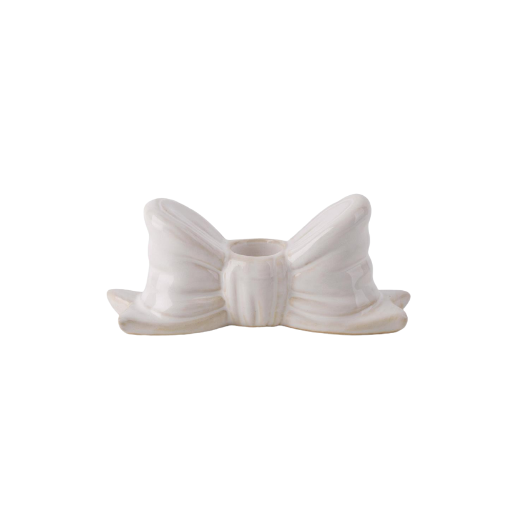 Creamy Bow Taper Holder