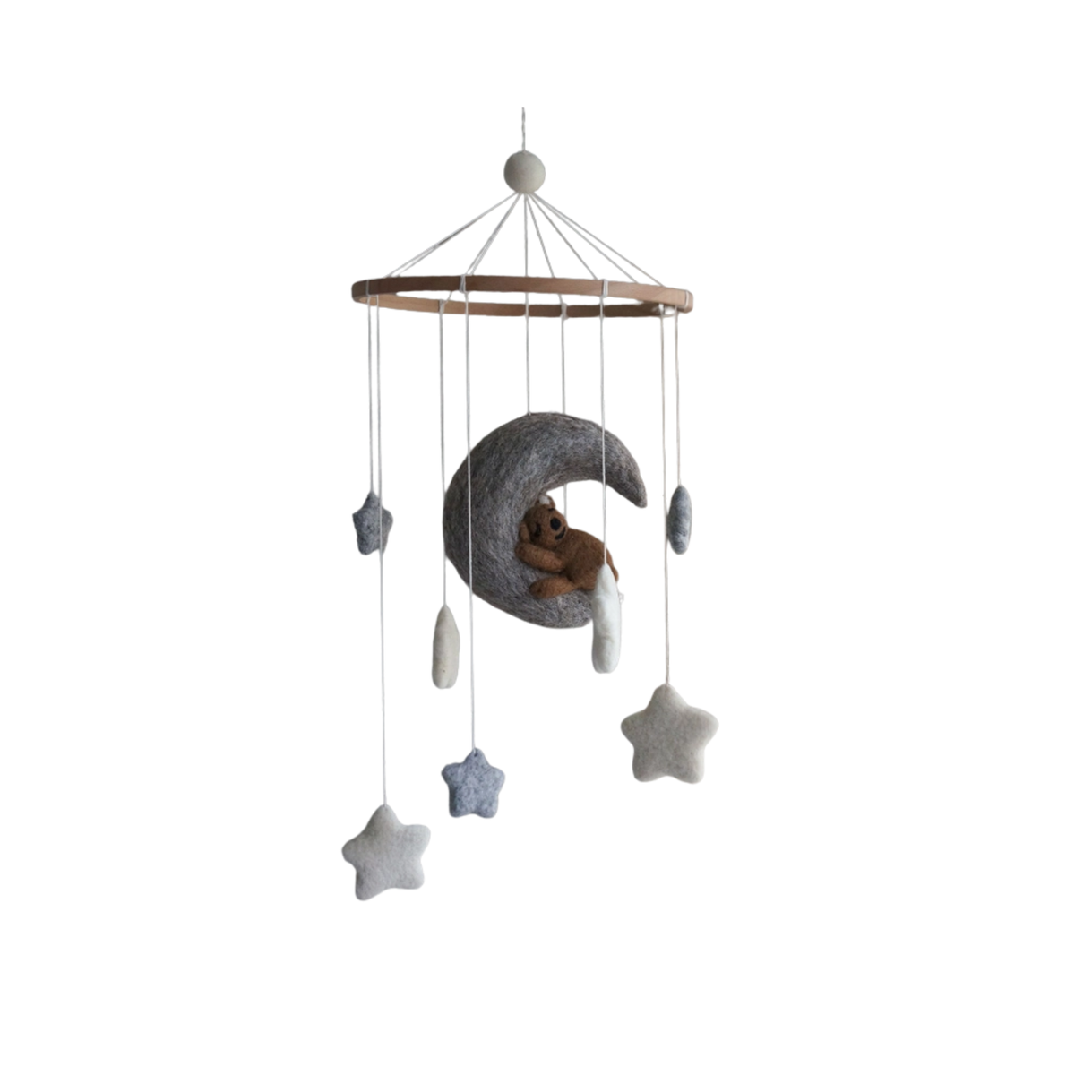 Bear &amp; Moon Felted Baby Mobile