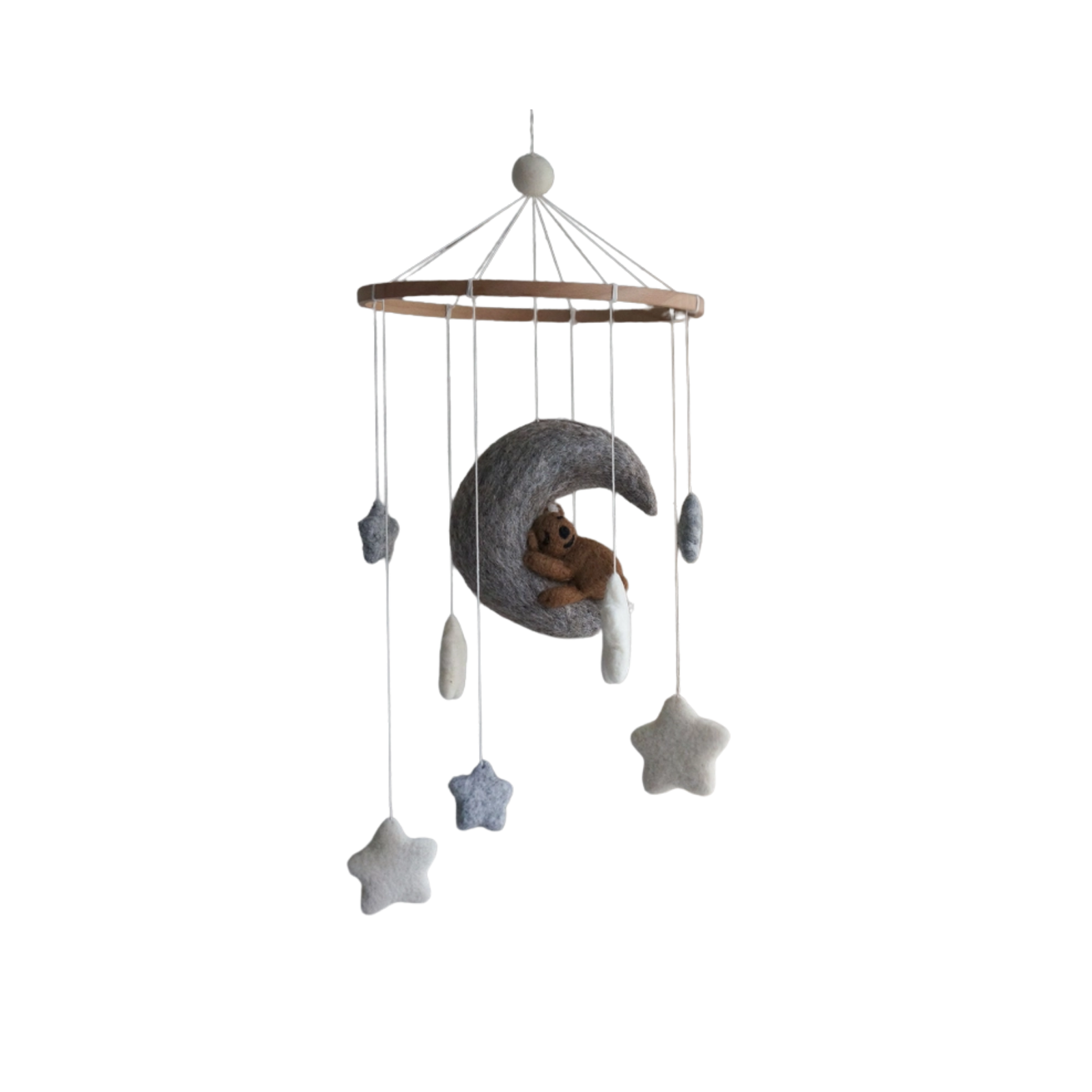 Bear & Moon Felted Baby Mobile