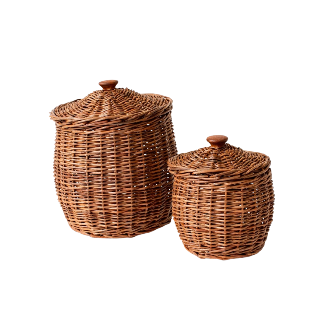 Wicker Storage Baskets with Lids