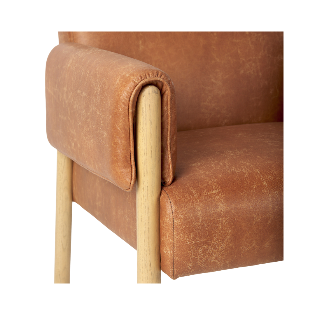 Ashton Accent Chair in Brown Faux Leather