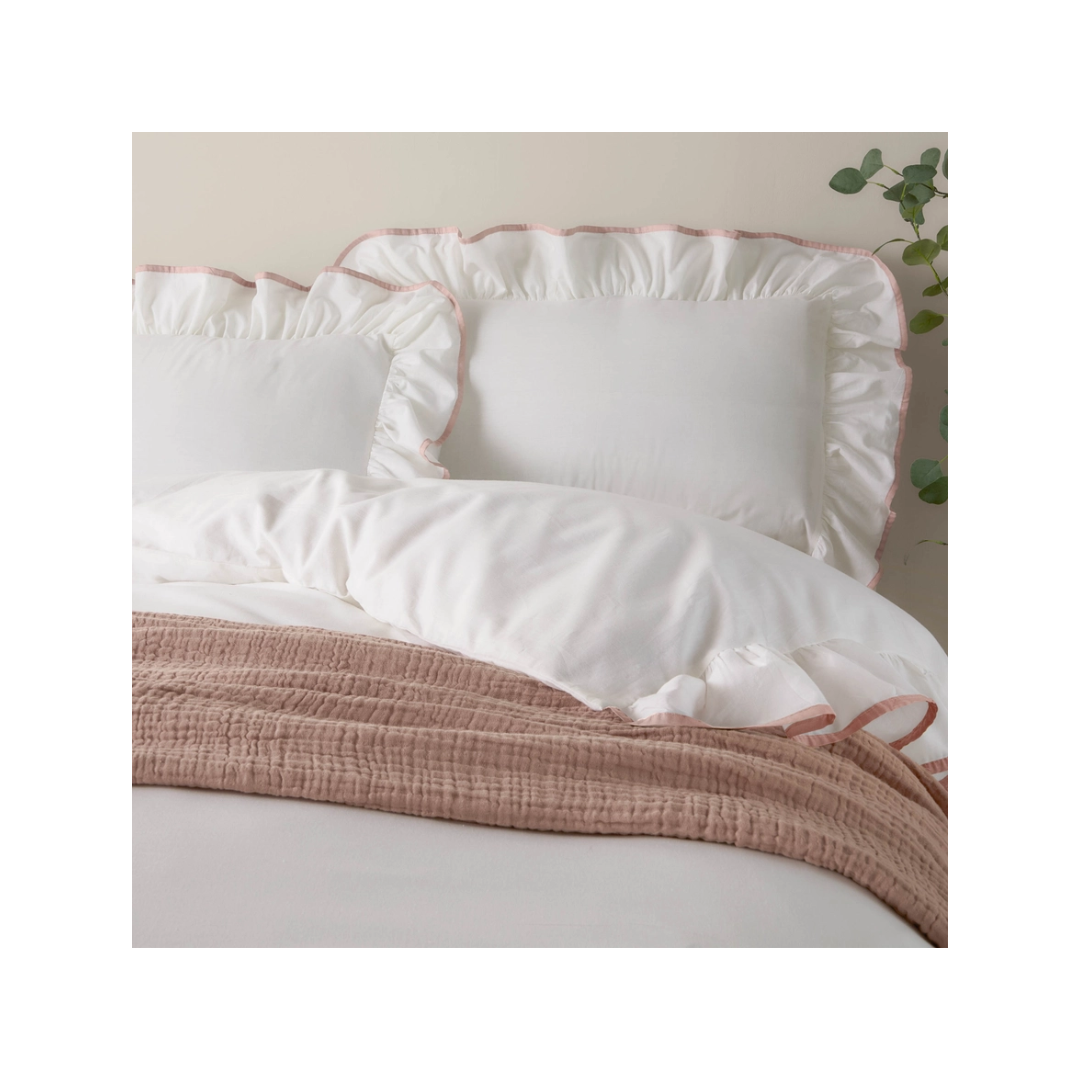 Blousey Cotton Ruffle Duvet Cover Set Pink