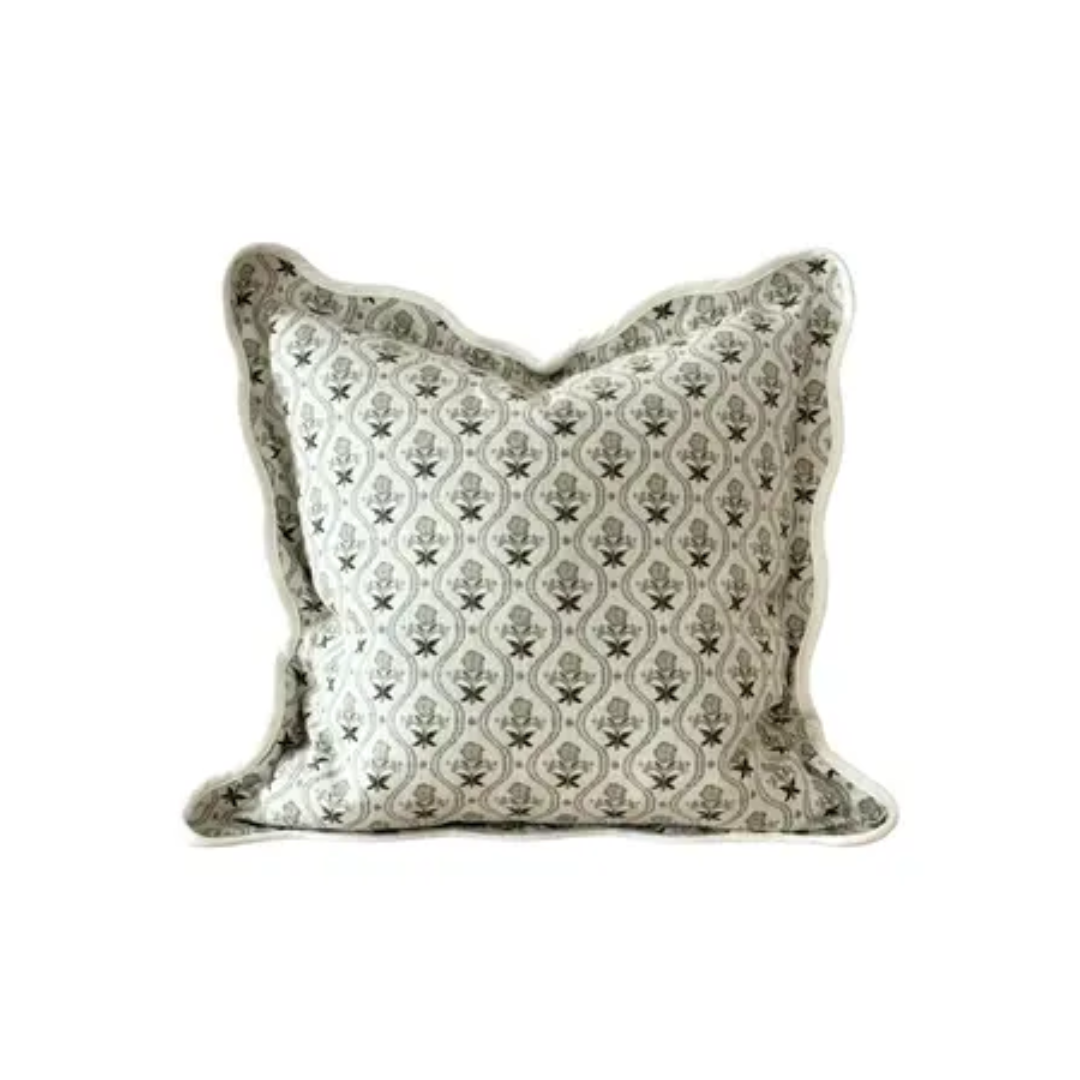 Sage Printed Scalloped Edge Pillow
