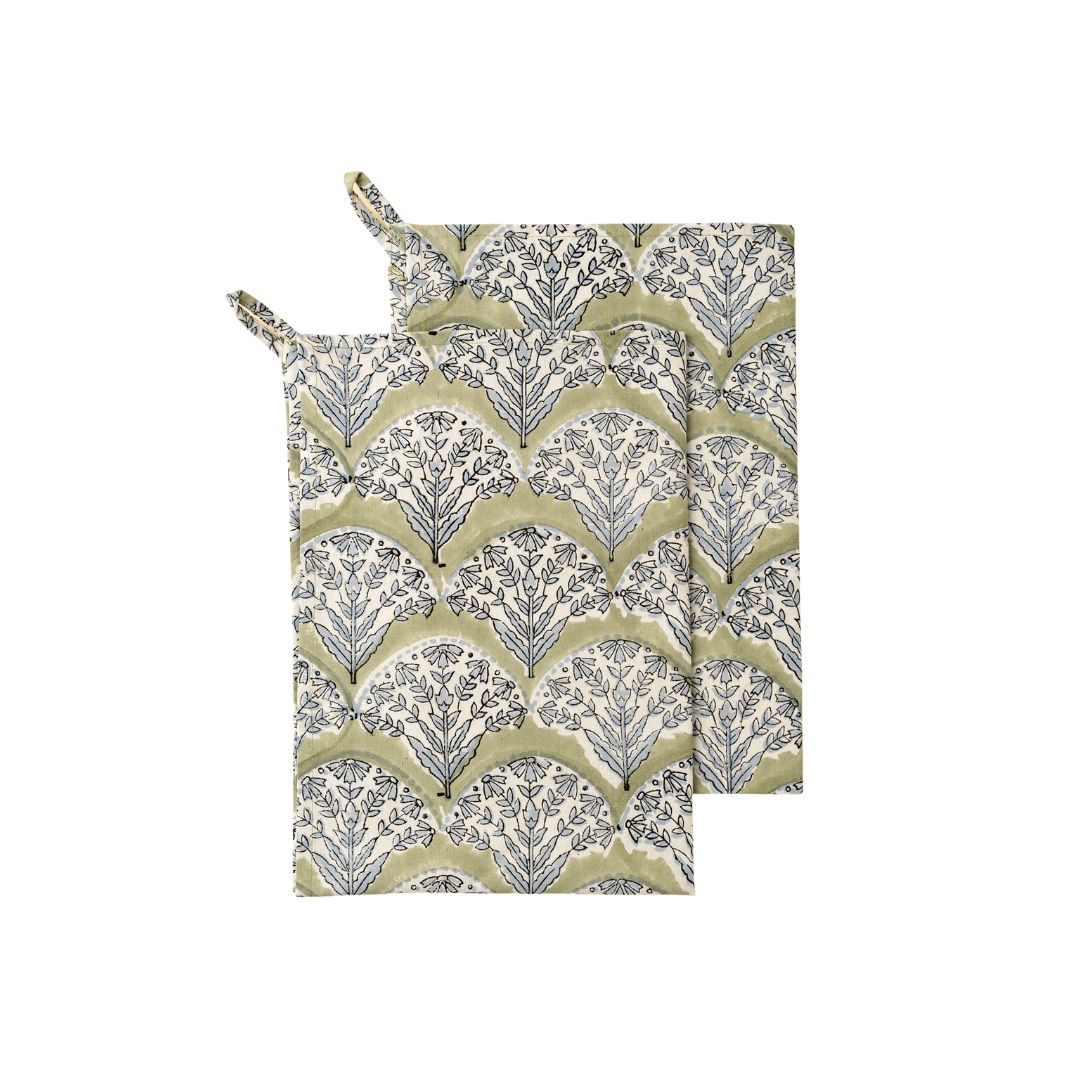 Sakura Block Print Tea Towels