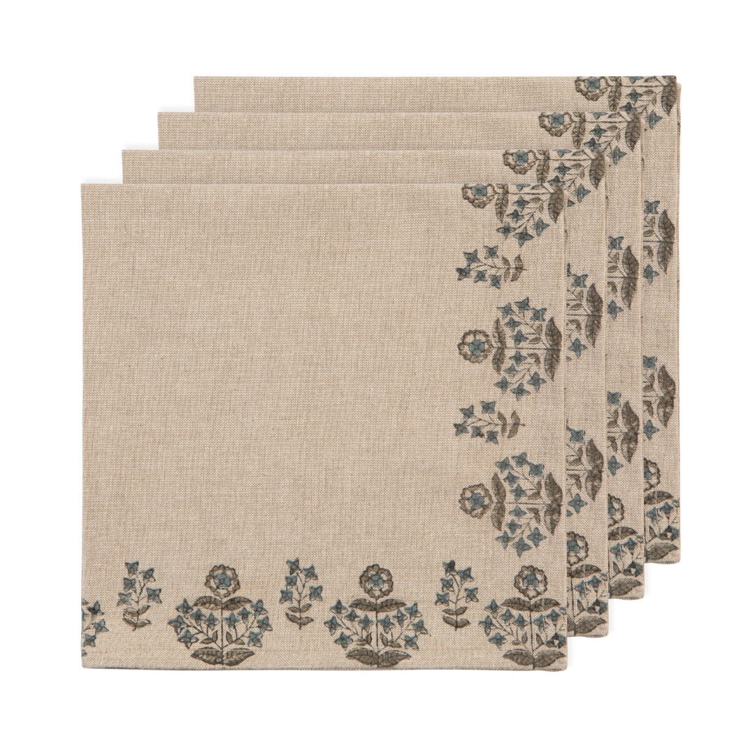 Salvia Block Print Napkins - Set of 4