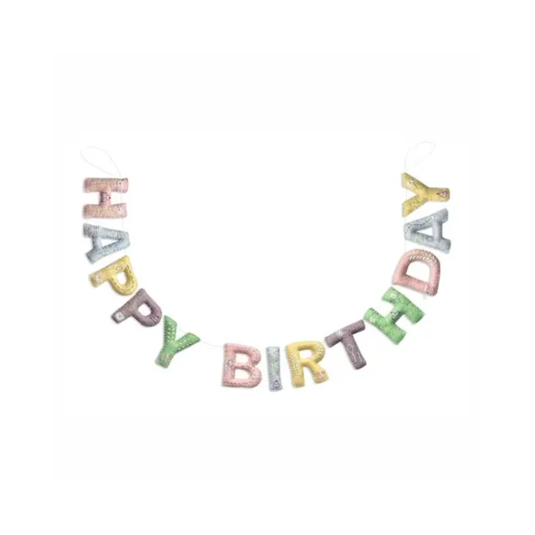 Happy Birthday Felted Garland