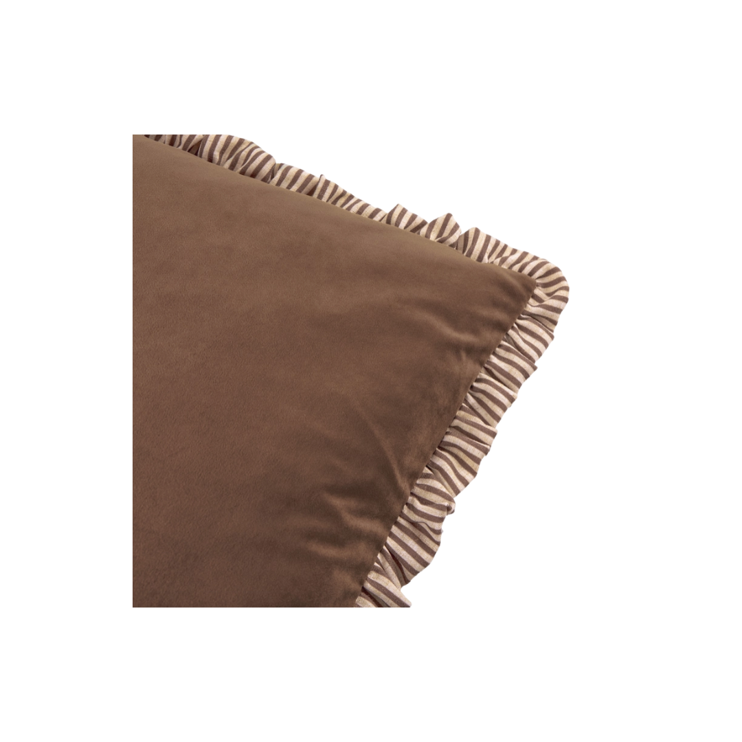 Solene Truffle Ruffle Matte Velvet Pillow