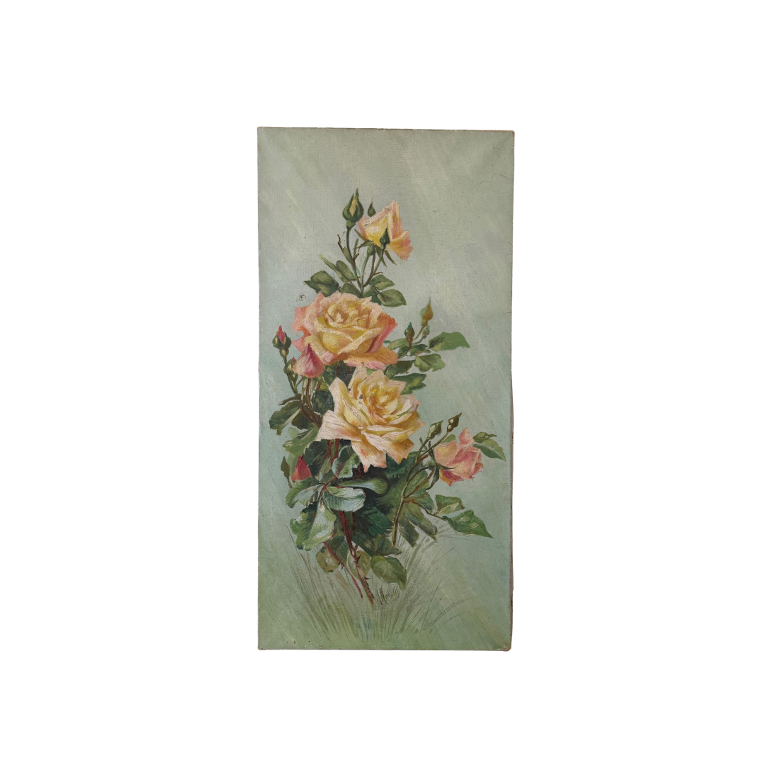 Found Canvas Roses Painting